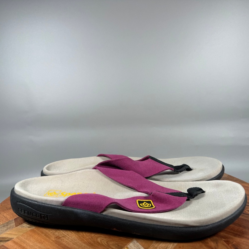 Spenco Yumi Women 9 Purple Tan Orthotic Arch Support Flip Flop Sandals Comfort